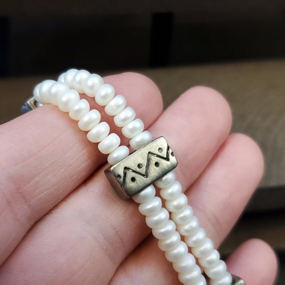 6 Inch Sterling Silver Solid Rustic Genuine White… - image 3