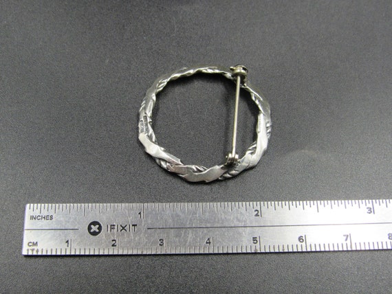 Sterling Silver Concave Circle Pattern Pin Brooch - image 6