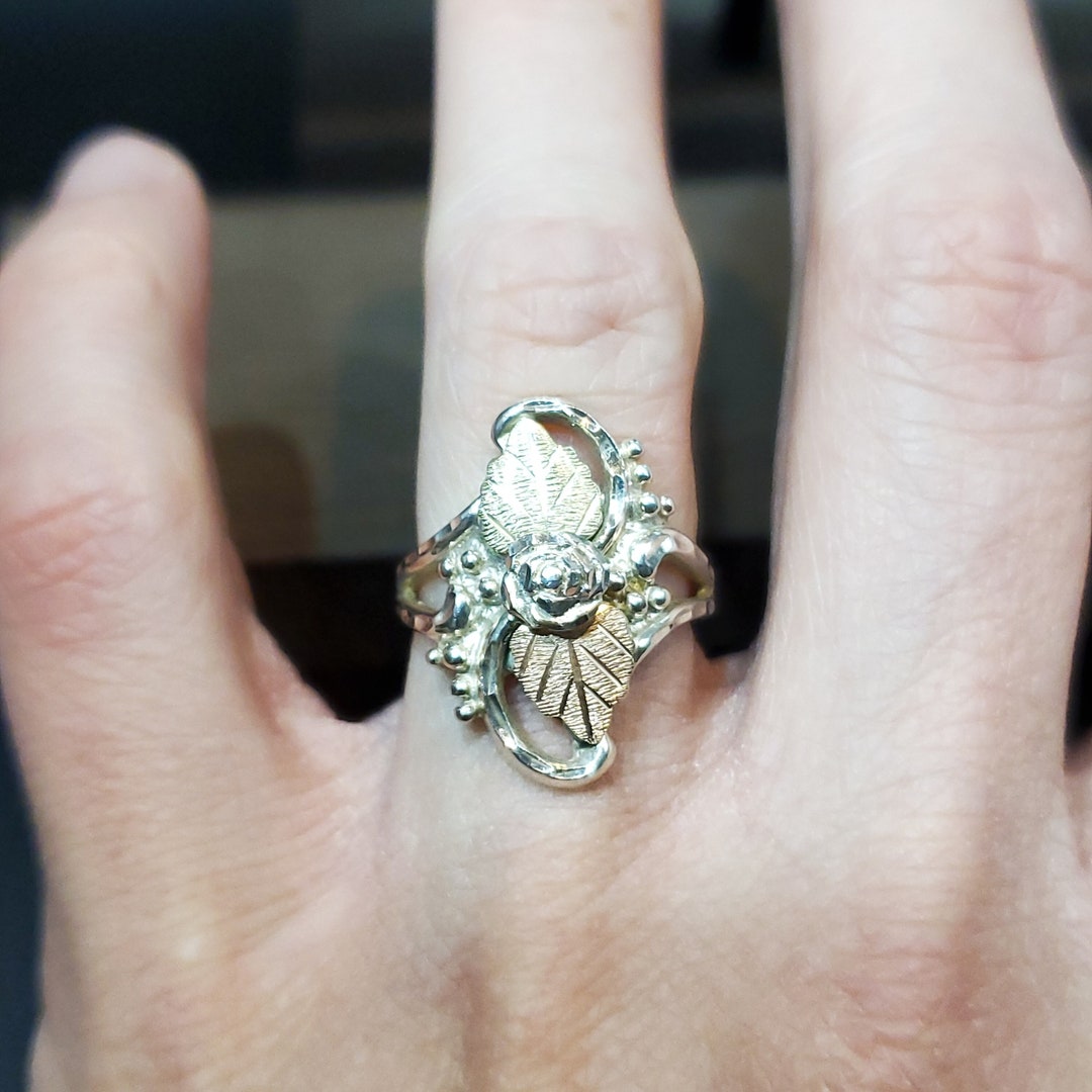 Size 6 925 Sterling Silver WM 12k Gold Leaf Beautiful Ring