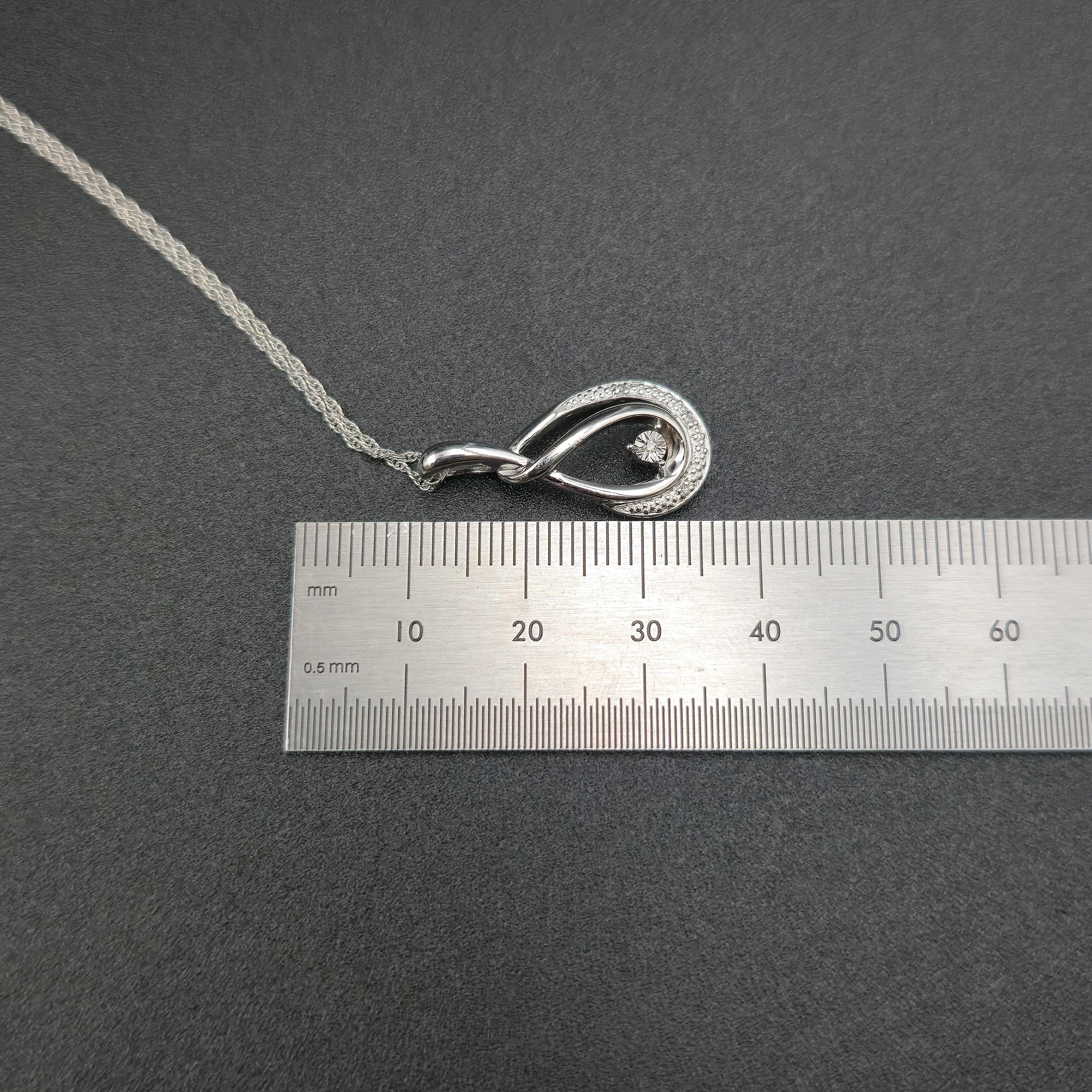 18 Inch Sterling Silver Infinity Loop Diamond Chips Pendant Necklace ...