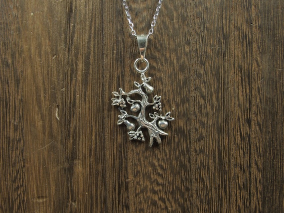 18" Sterling Silver Tree With Fruit Pendant Neckl… - image 1