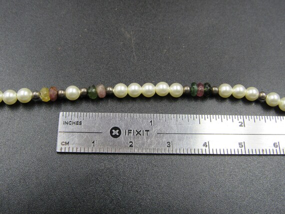 18" Sterling Silver Faux Pearls And Small Stones … - image 6