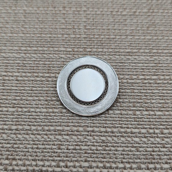 Sterling Silver Unique Textured Pattern Circle Pi… - image 2