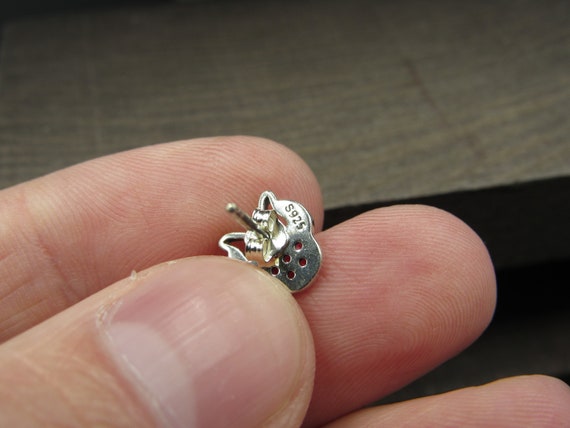 Sterling Silver Red Ruby Bow Face Stud Earrings V… - image 5