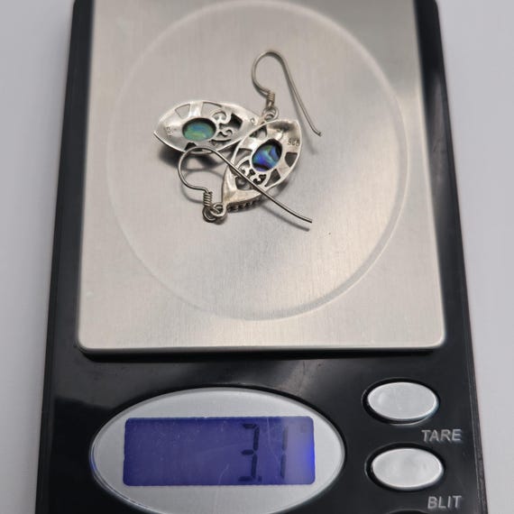 Sterling Silver Cute Abalone Shell Dangle Earring… - image 5