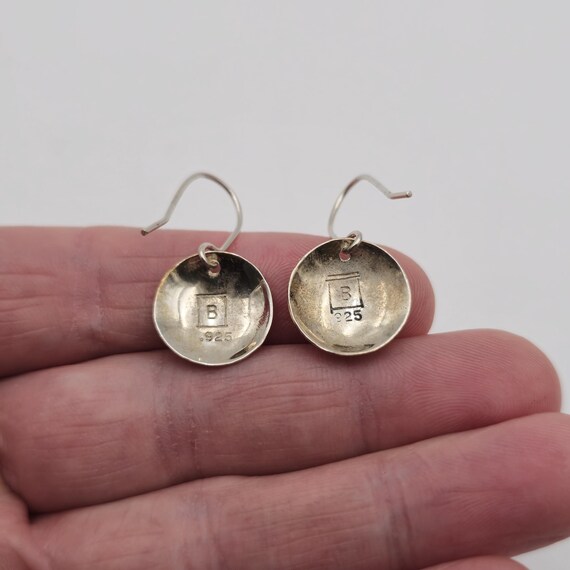 Sterling Silver Brushed Circle Dangle Earrings A2… - image 3