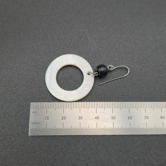 Silver Plated Circle Shell Simple Handmade Earrin… - image 4