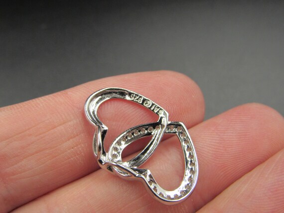 Sterling Silver Interlocking Diamond Chip Heart P… - image 3
