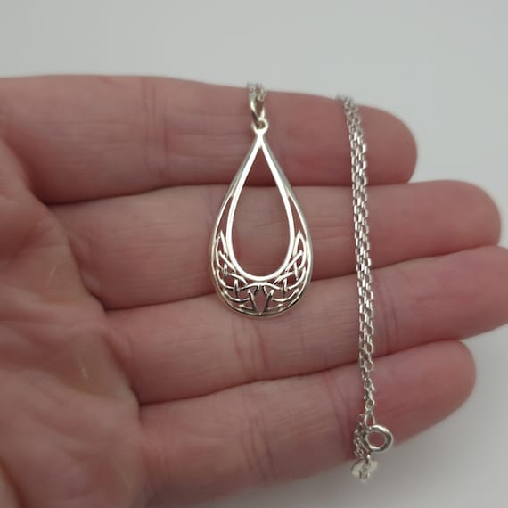 18 Inch Sterling Silver Celtic Pattern Pendant Ne… - image 1