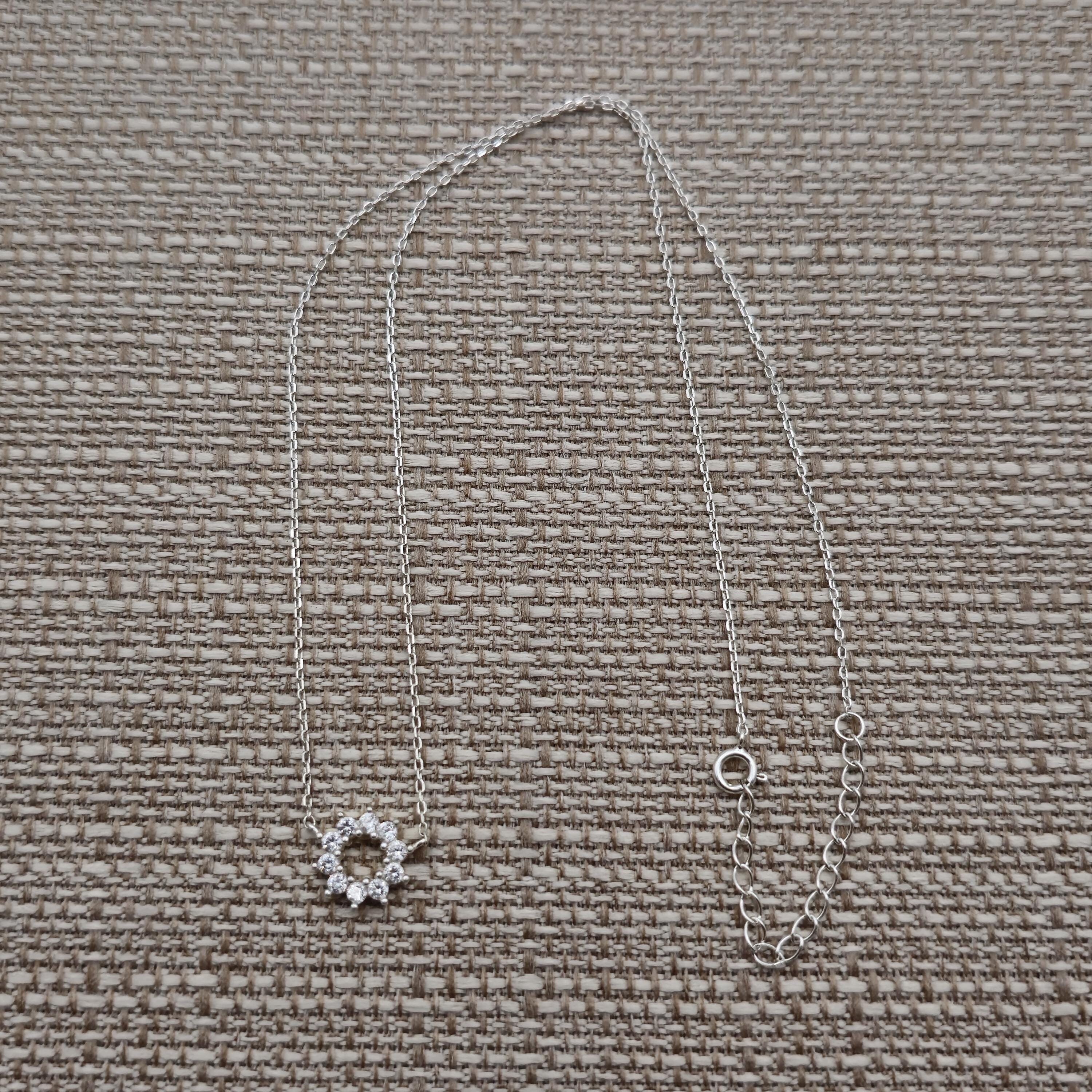 18 Inch Sterling Silver Circle of Cubic Zirconia Gems