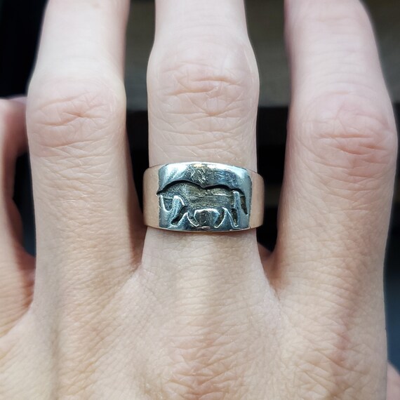 Ring, horse, 925 silver, - Gem