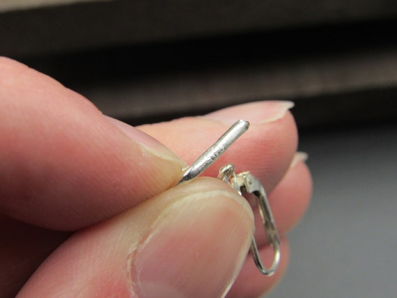 Sterling Silver Cool Red Shell Dangle Earrings - image 3