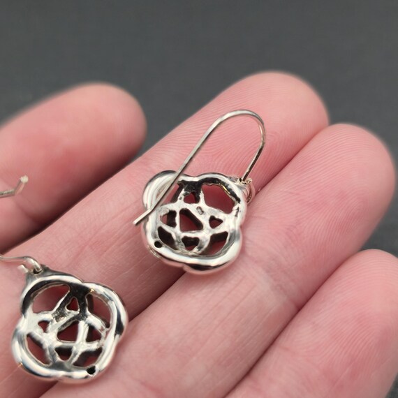 Sterling Silver Celtic Knot Pattern Dangle Earrin… - image 3
