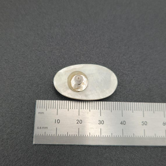 Silver Plated Oval Unique Blue Shell Earrings A62… - image 4