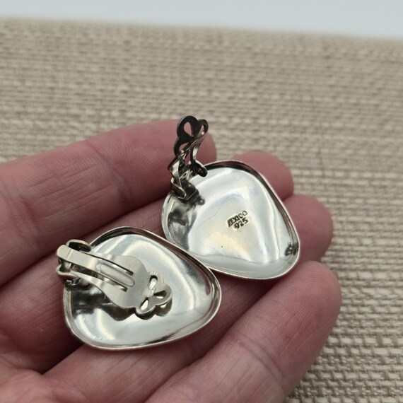 Sterling Silver Solid Bright Simple Shape Clip On… - image 3