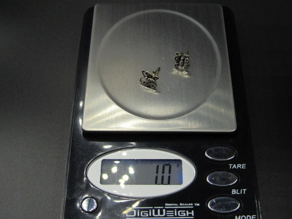 Sterling Silver Tiny Rustic Butterfly Stud Earrin… - image 6