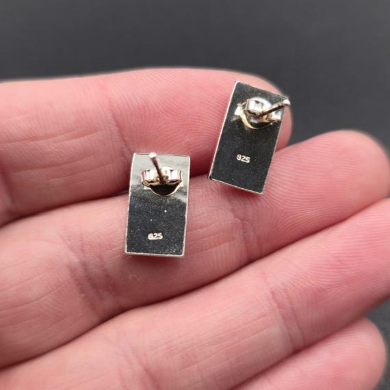 Sterling Silver Hammered Small Rectangle Stud Ear… - image 4