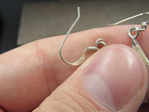 Sterling Silver Triangle Shell Dangle Earrings Vi… - image 3