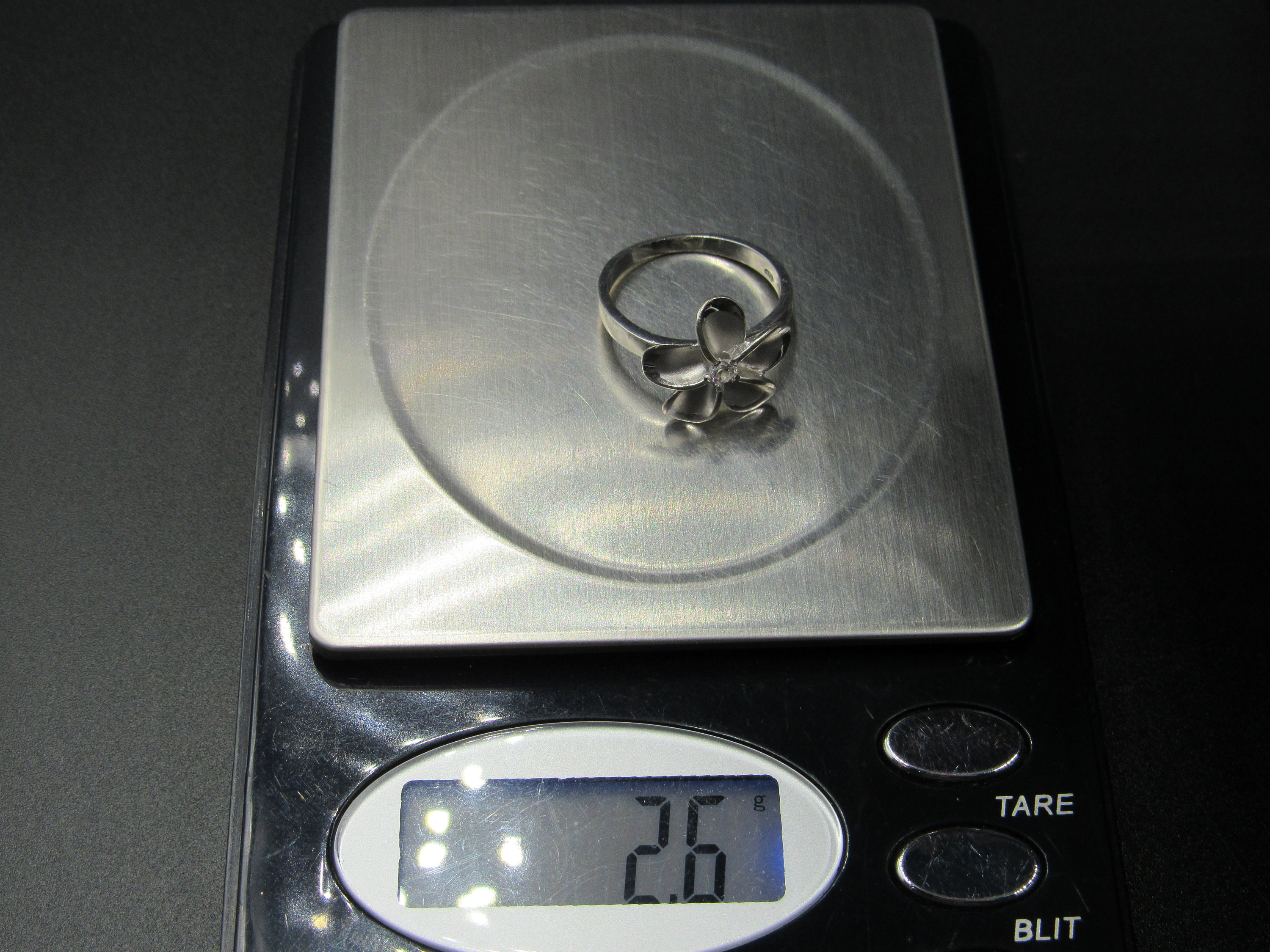Size 6.25 Sterling Silver Cubic Zirconia Single Gem Flower