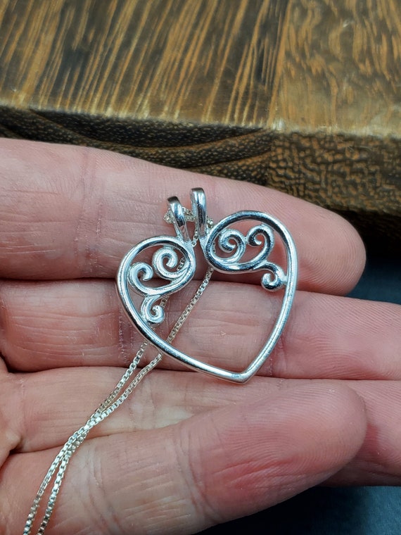 16 Inch Sterling Silver Cool Unique Heart Pendant… - image 3