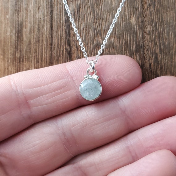 16 Inch Sterling Silver Small Light Color Faceted Chrysoprase Necklace