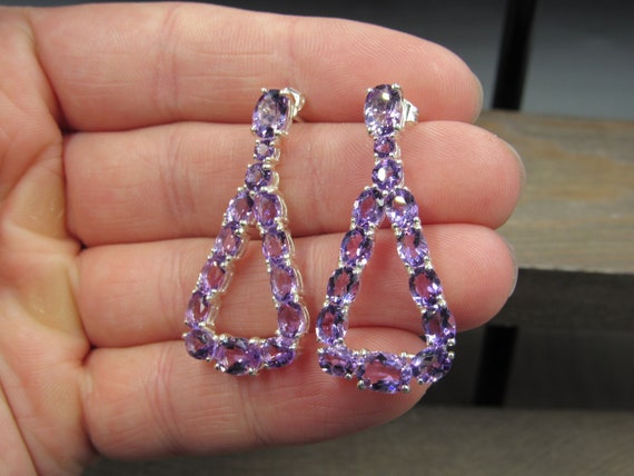 Sterling Silver Brilliant Triangle Shape Amethyst… - image 3