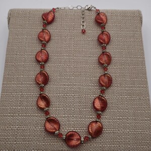 18+3 Inch Sterling Silver Handmade Glass And Crystals Necklace B473