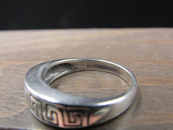 Size 7.25 Sterling Silver Thick Maze Design Patte… - image 4