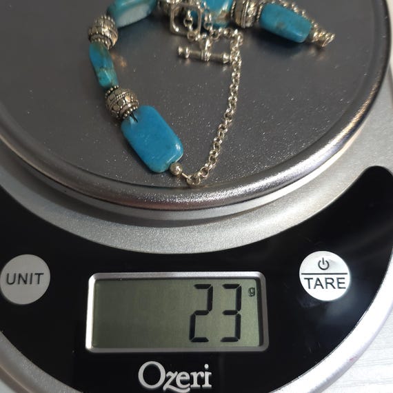 18 Inch Sterling Silver Solid Turquoise Stones Ne… - image 7