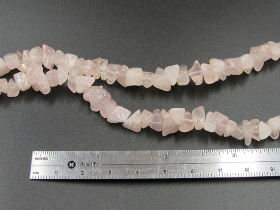 Hangs 18" Heavy Rose Quartz Stone Necklace Vintag… - image 4