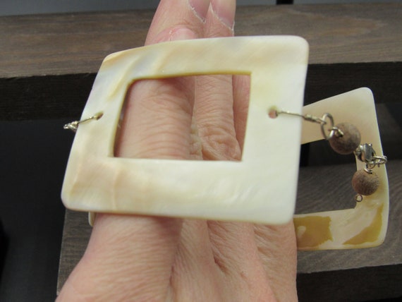7" Sterling Silver Large Square Shell Bracelet Br… - image 4
