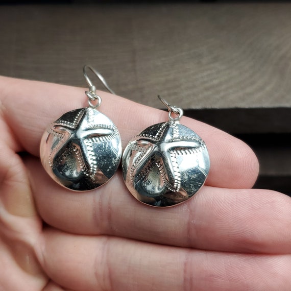 Sterling Silver Heavy Sand Dollar Earrings - image 3