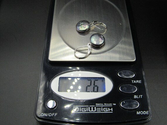 Sterling Silver Dark Circle Shell Drop Earrings V… - image 6