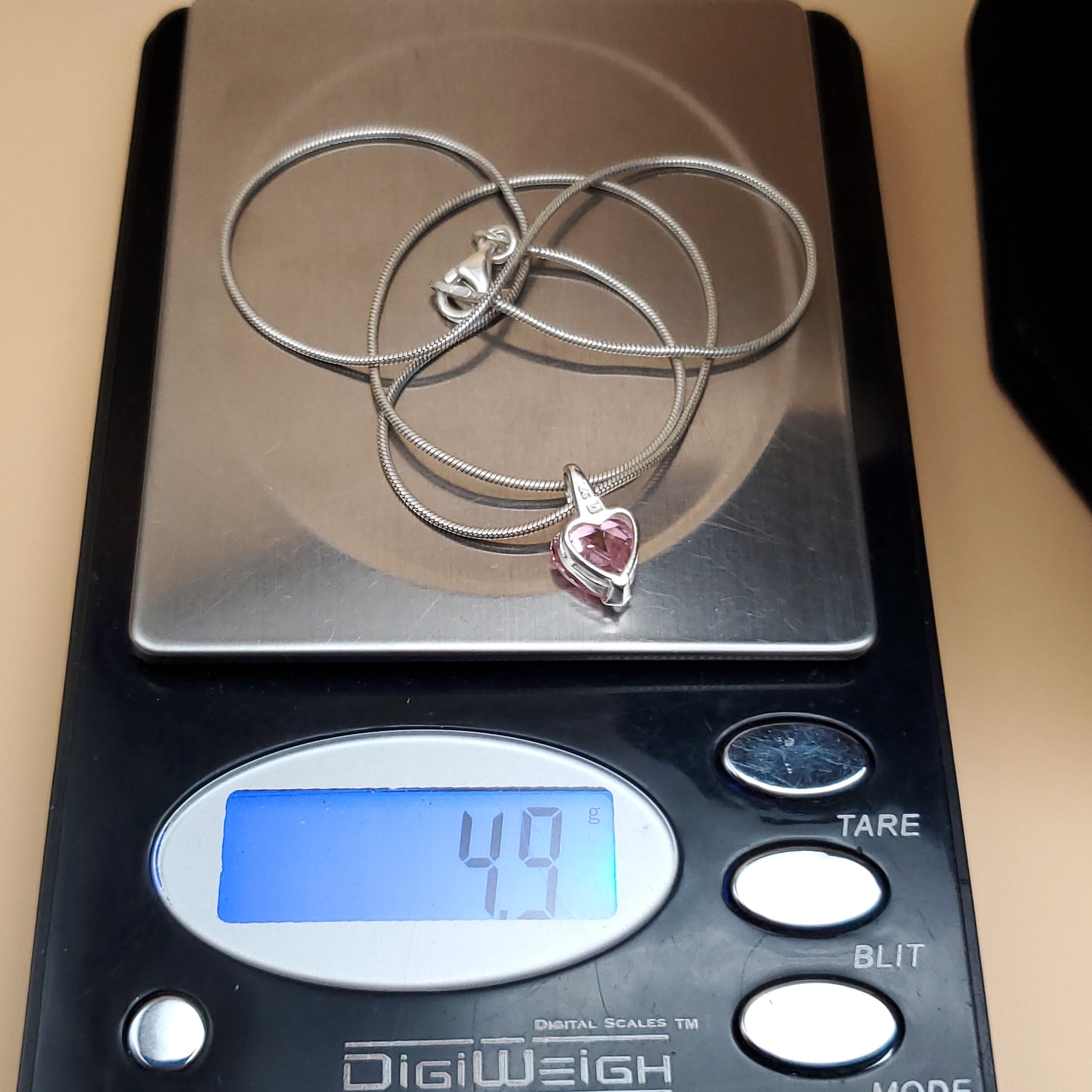 16 Inch 925 Sterling Silver Love Heart Pink CZ Pendant Necklace - Etsy