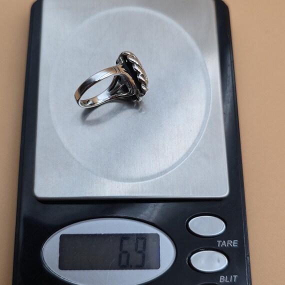 Size 7 Sterling Silver Alpha Lambda Pi Band Ring … - image 8