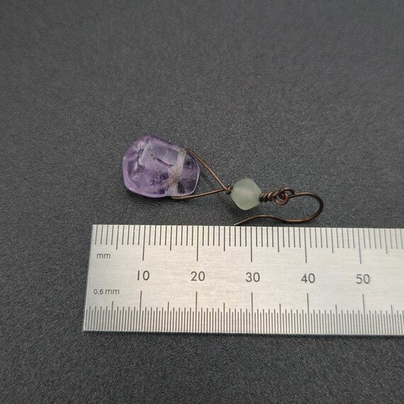 Copper Handmade Amethyst Stone Dangle Earrings A6… - image 4