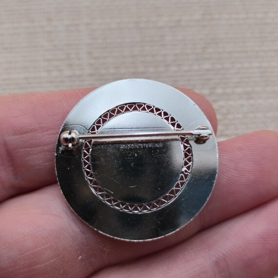 Sterling Silver Unique Textured Pattern Circle Pi… - image 4