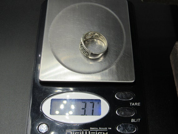 Size 6.75 Sterling Silver Cool Pattern Marcasite … - image 7
