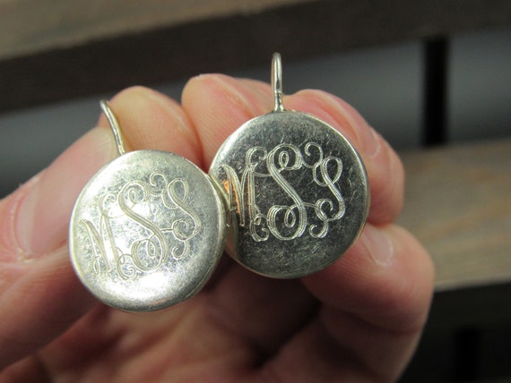 Sterling Silver Heavy Cursive Initials Earrings - image 3