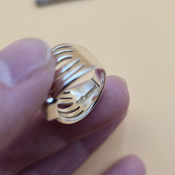 Size 5.75 Sterling Silver Rectangle Shell Petite … - image 6