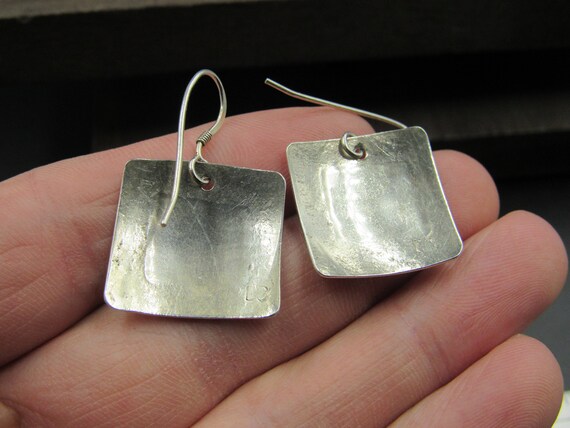 Sterling Silver Simple Square Dangle Earrings - image 3