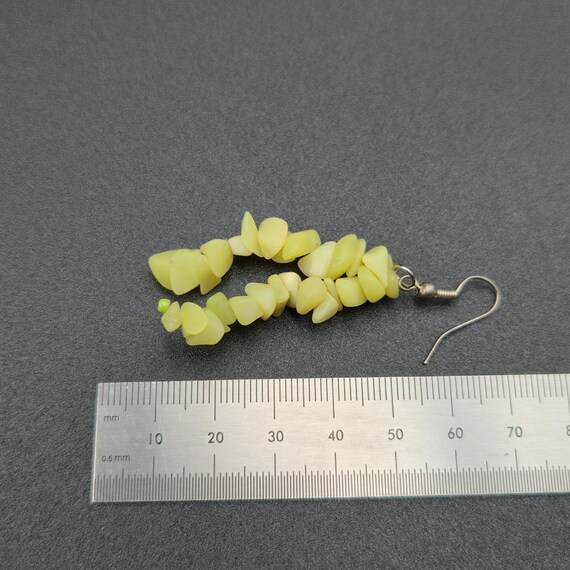 Silver Plated Light Green Shell Handmade Dangle E… - image 4