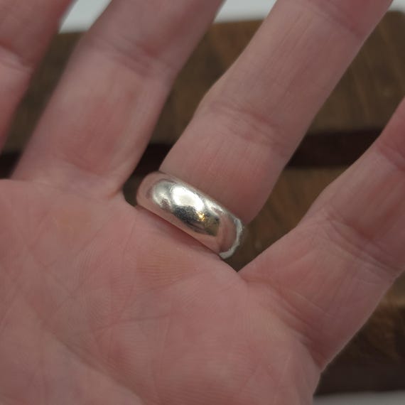 Size 6.75 Sterling Silver Worn Solid Plain Ring A… - image 3