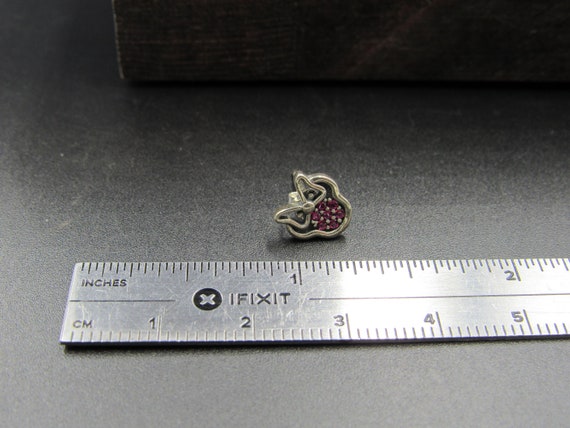 Sterling Silver Red Ruby Bow Face Stud Earrings V… - image 6