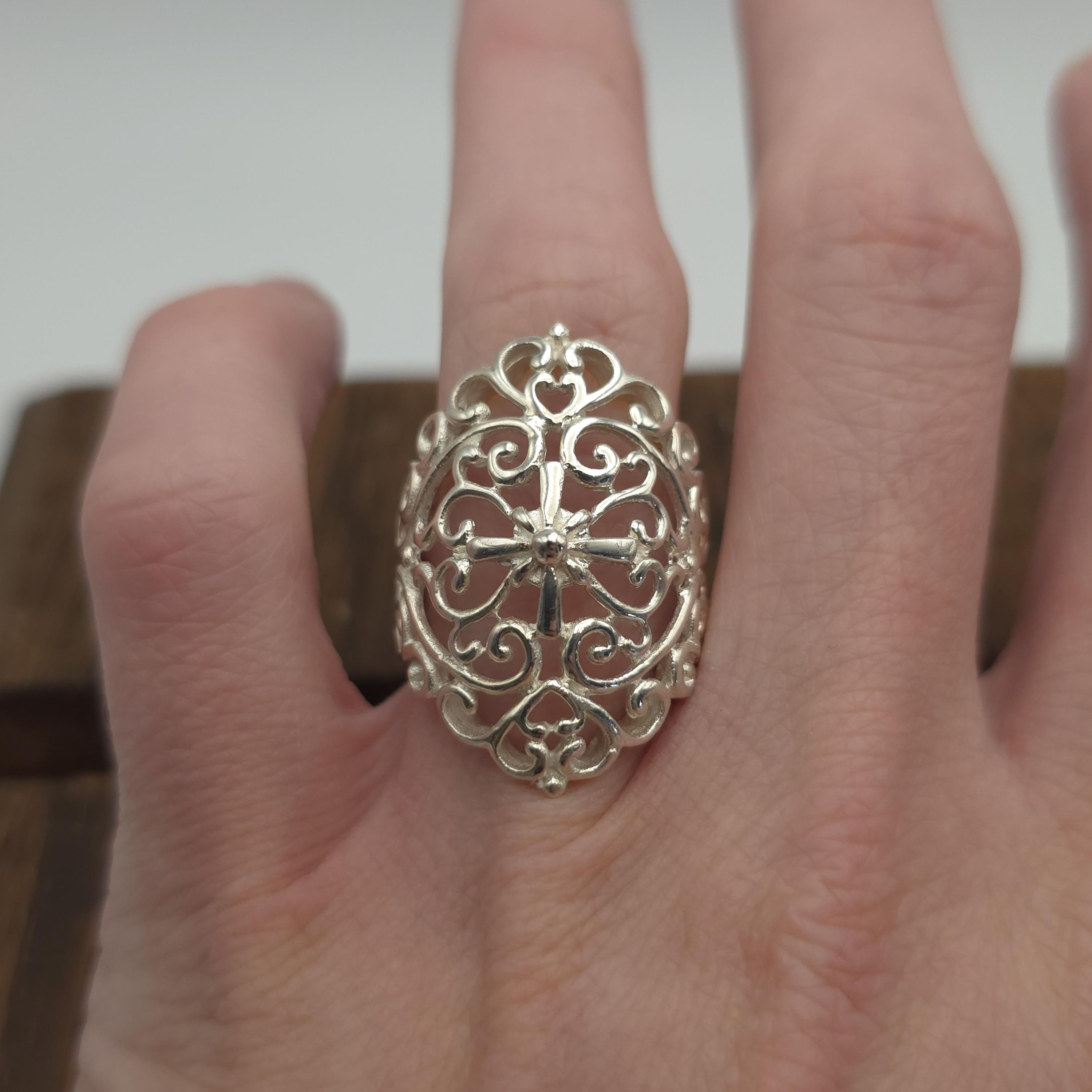 Size 6 Sterling Silver Ornate Pattern Finger Ring A1009 - Etsy