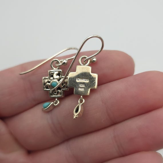 Sterling Silver Solid Bright Blue Stone Earrings … - image 3