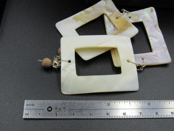 7" Sterling Silver Large Square Shell Bracelet Br… - image 6