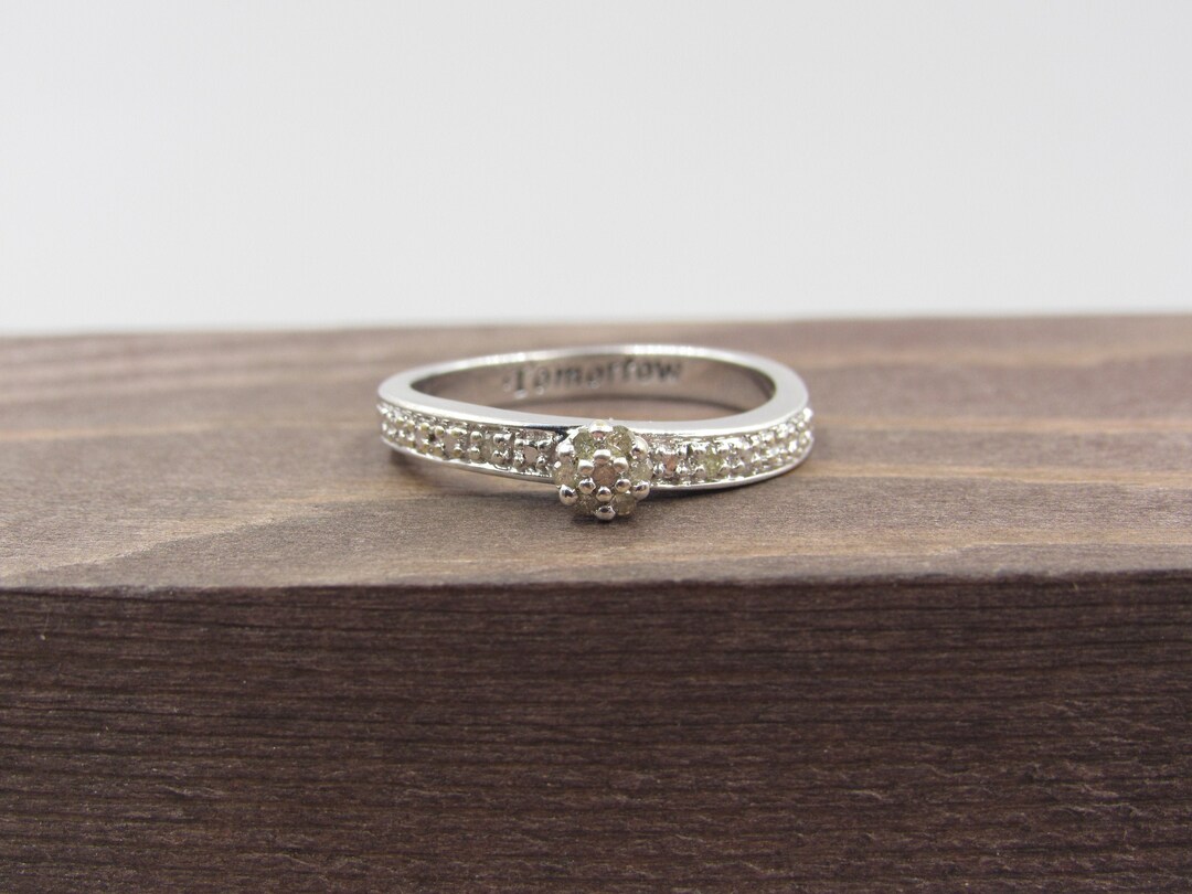 Size 7 Sterling Silver Tomorrow Diamond Band Ring Vintage Statement ...