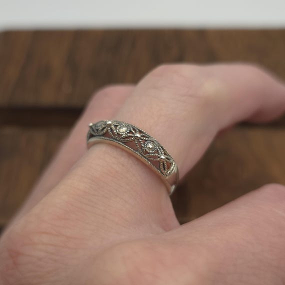 Size 9 Sterling Silver Cool Orb Pattern Filigree … - image 2