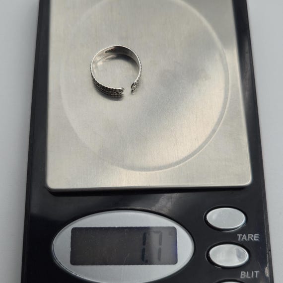 Size 4.75 Sterling Silver Rustic Pattern Open Ban… - image 7
